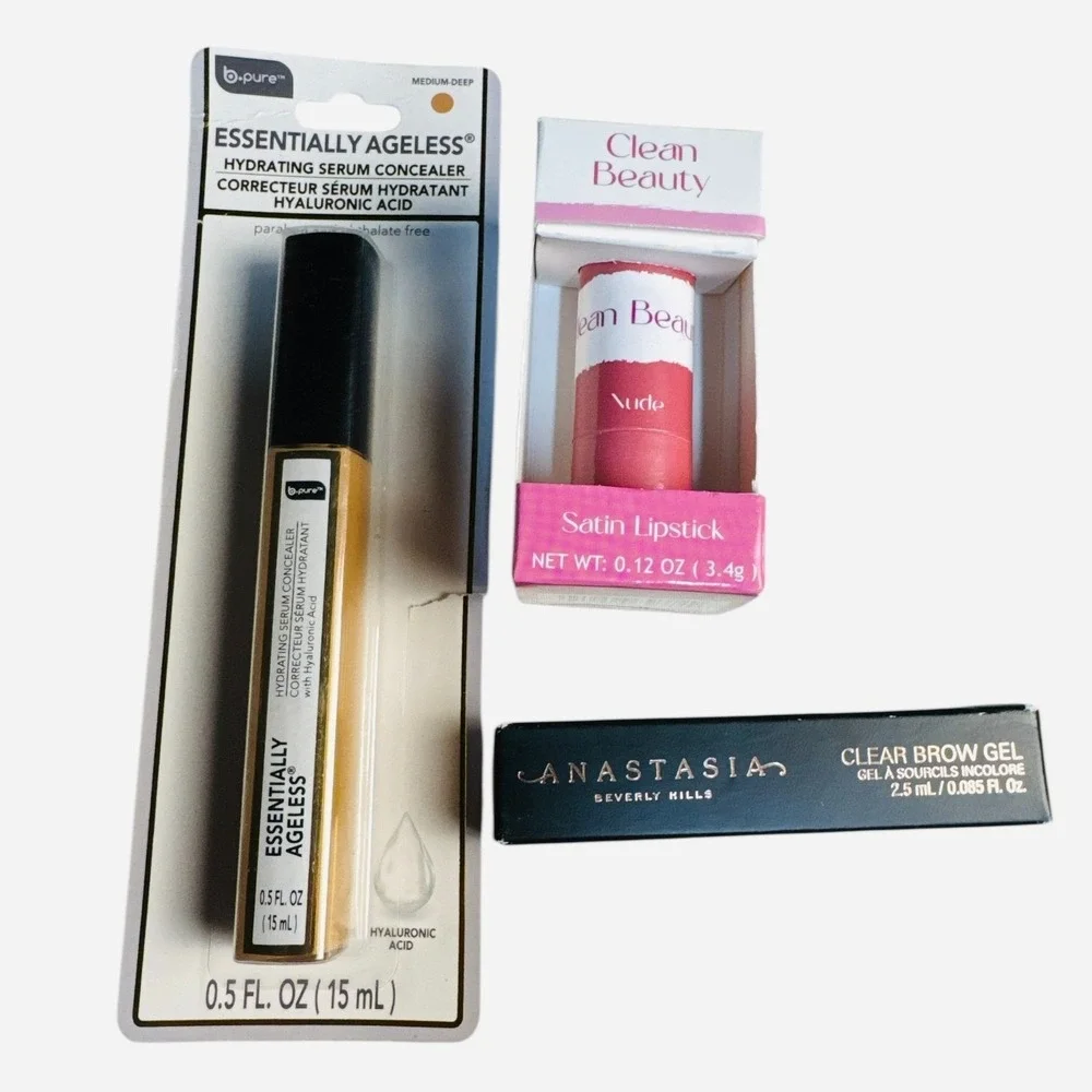 3Pc Makeup Bundle B.Pure Serum‎ Concealer Clean Beauty Lipstick ABH Brow Gel New